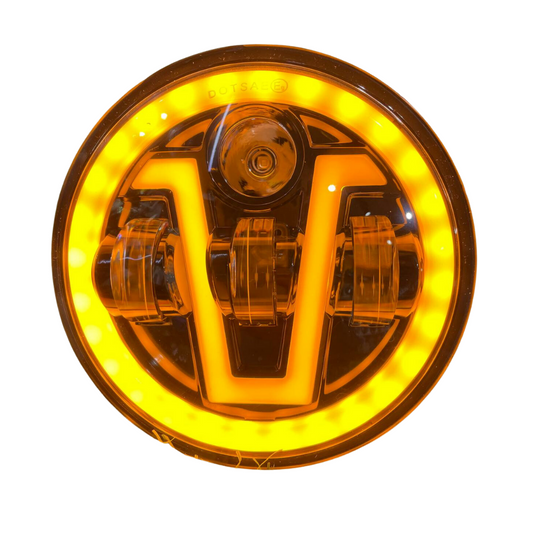 110 Watt V Shape Headlight for Jawa Bobber & Yezdi Roadster, Harley Davidson 750 Street, Harley Davidson 883  | Powerful Illumination | Stylish Design