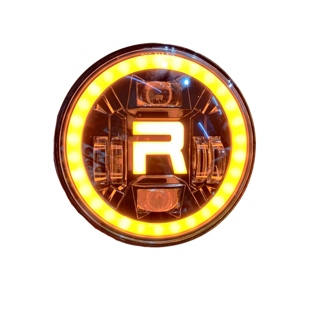 7" Inch New Design R logo LED Headlight for All ROYAL ENFIELD Models