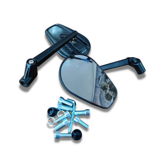 2004-406 Rectangle Black Handle Bike Mirror - Universal Fit