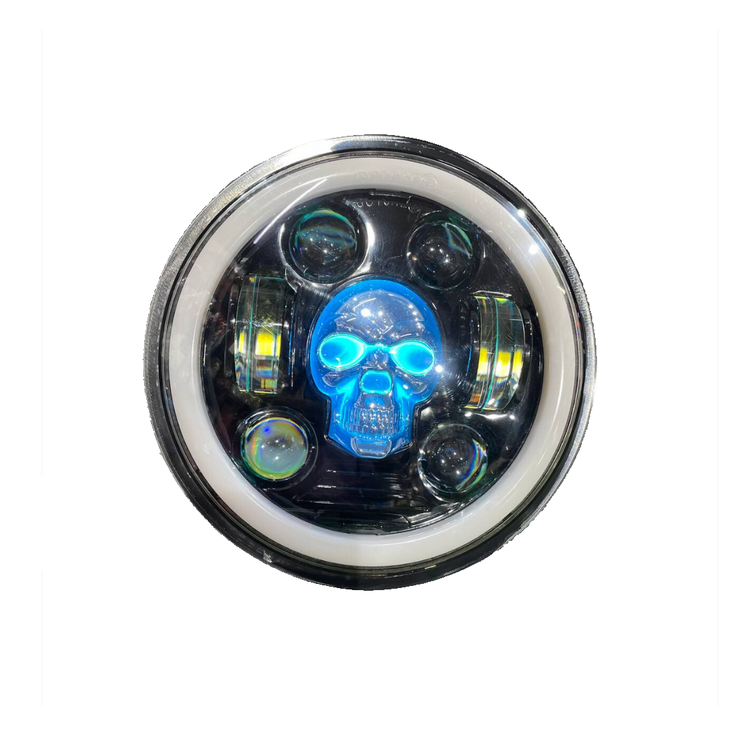 110 Watts Skull/Ghost Headlight for Jawa 42 Bobber ,Yezdi Roadster, Harley Davidson 750 Street, Harley Davidson 883 & Bajaj Avenger | 6 Months Warranty