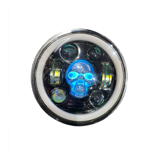 110 Watts Skull/Ghost Headlight for Jawa 42 Bobber ,Yezdi Roadster, Harley Davidson 750 Street, Harley Davidson 883 & Bajaj Avenger   | 6 Months Warranty