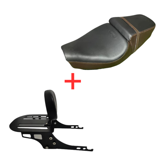Ultra Cushion Dual Color Seat & Top Plate Backrest for Jawa 42, Jawa 42 2.1, Jawa Classic 300