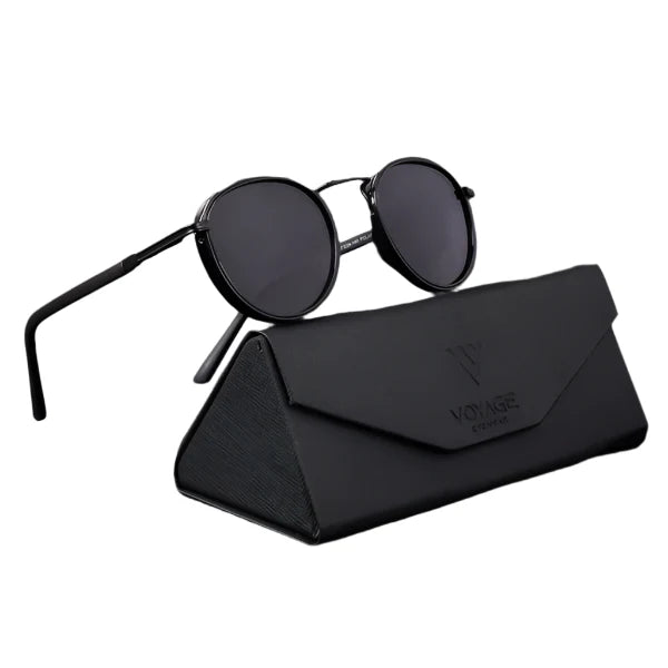 Black Polarized Round Sunglasses – Classic Design | UV Protection | PMG4443