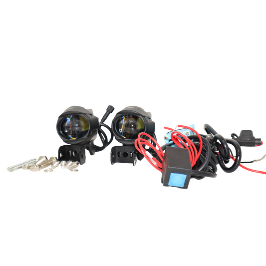 HJG-109 80 Watt Single LED Projector Lens Fog Light White/Yellow with Harness for All Motorcycles
