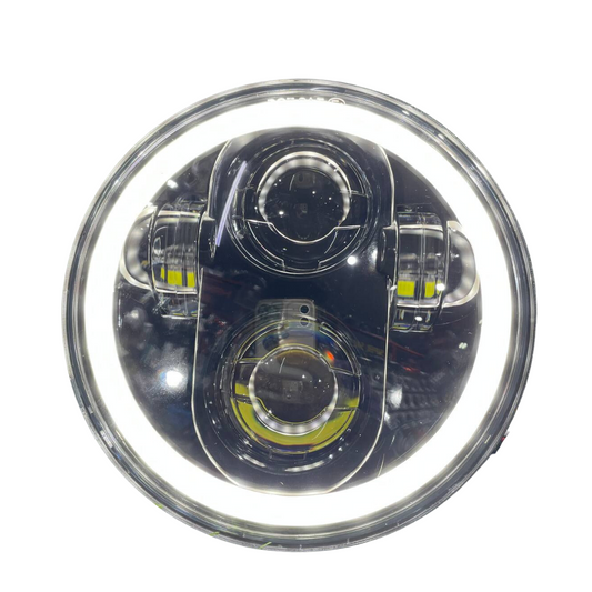 110 Watts 4 Projector  Full  DRL Ring Headlight for Jawa 42 Bobber & Yezdi Roadster, Harley Davidson 750 Street, Harley Davidson 883 & Bajaj Avenger