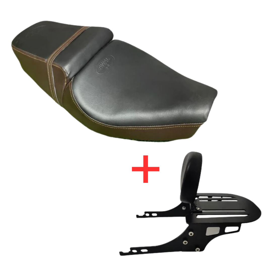 Ultra Cushion Dual Color Seat & Top Plate Backrest for Jawa 42, Jawa 42 2.1, Jawa Classic 300