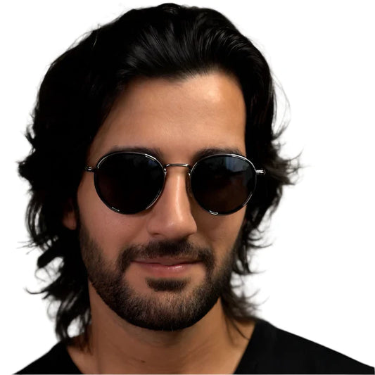 Captain Black & Silver Polarized Round Sunglasses β PMG3982
