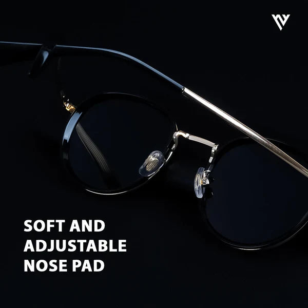 Captain Gold & Black Polarized Round Sunglasses โ PMG3981