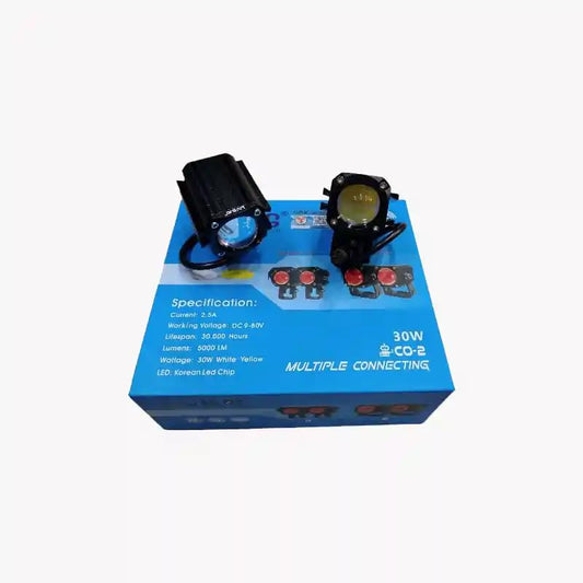 LED Foglight Bar | 30W Fog Lamp with Red Devil Eye | Mini Drive LED Lights for Bike & Car (Pack of 2)