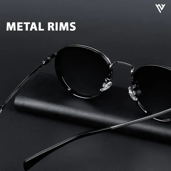 Captain Black & Silver Polarized Round Sunglasses – PMG3982