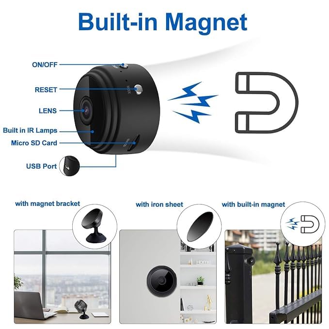 SmartEye Mini Wireless WiFi Security Camera - HD 1080p, Low Light Vision, Portable & Magnetic