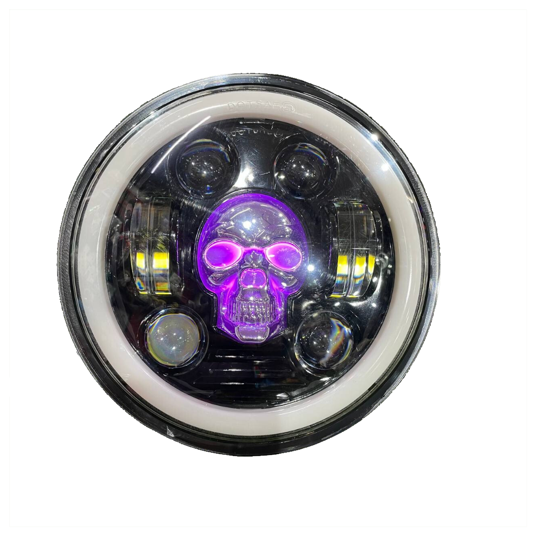 110 Watts Skull/Ghost Headlight for Jawa 42 Bobber ,Yezdi Roadster, Harley Davidson 750 Street, Harley Davidson 883 & Bajaj Avenger | 6 Months Warranty