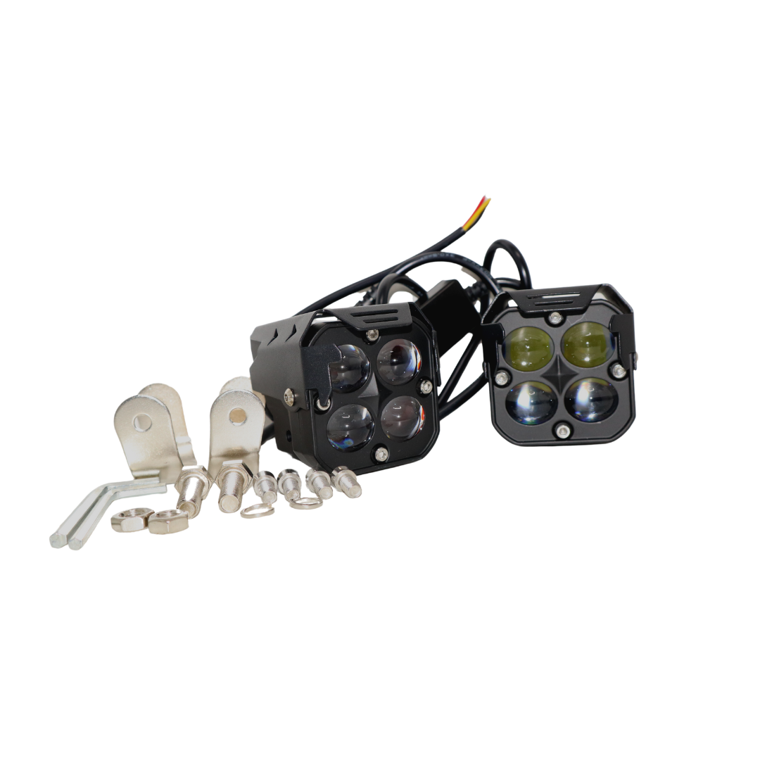 60 Watt HJG Four LED Cree Lens Fog Light – White/Yellow for All Bikes