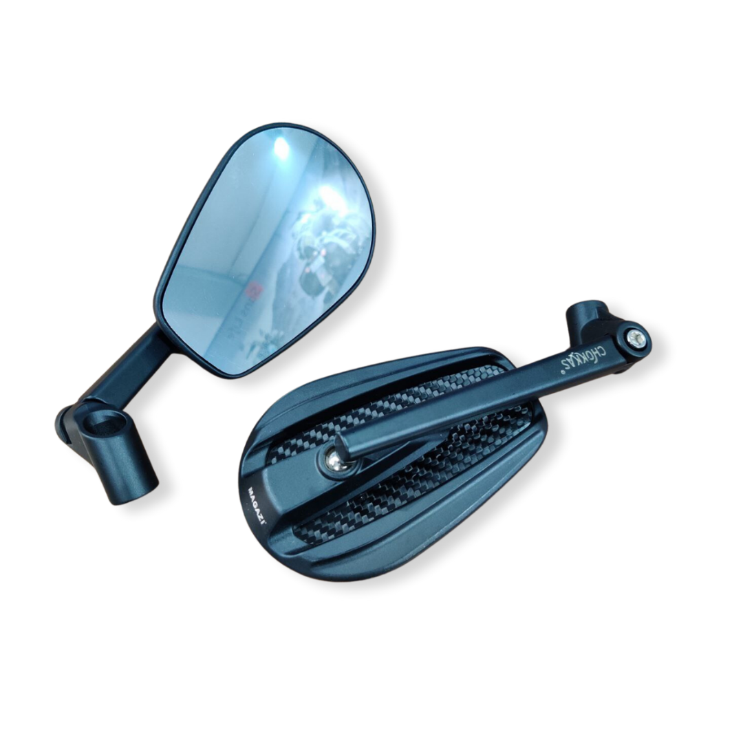 2004-406 Rectangle Black Handle Bike Mirror - Universal Fit
