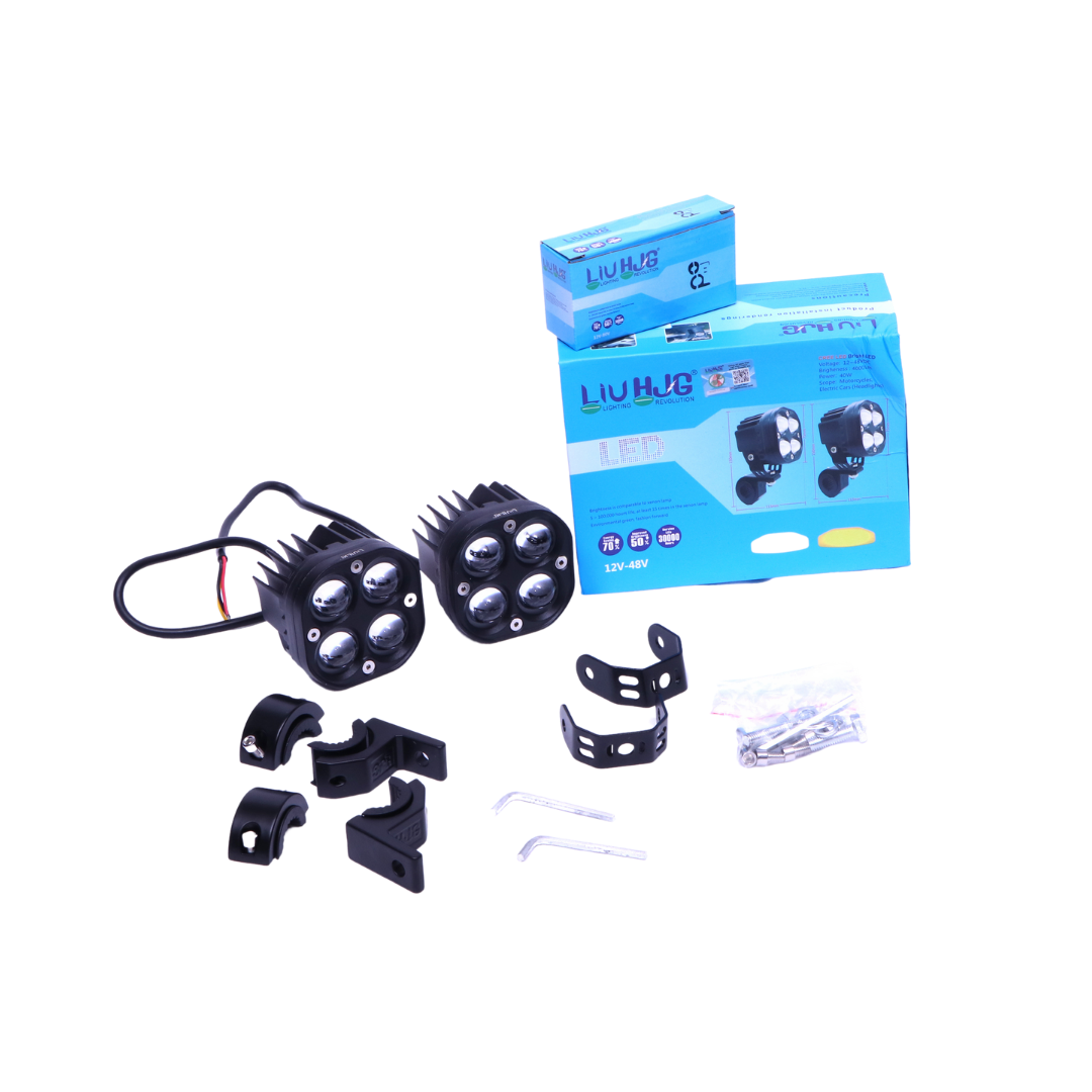 40 Watt HJG 4by4 lens Fog light/Auxillary light with Clamps for All Motorcycles