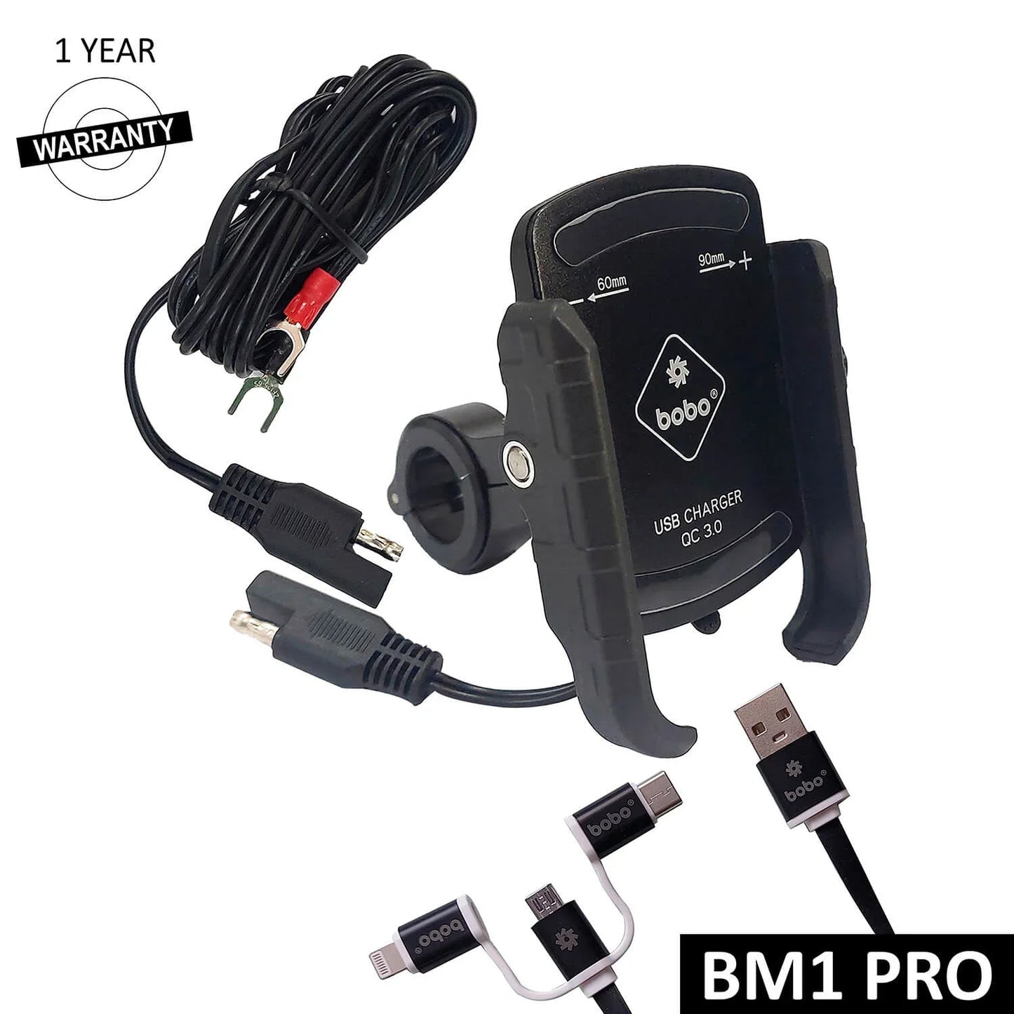 BOBO BM1 PRO Jaw-Grip Bike Phone Mount with USB 3.0 & SAE Connector