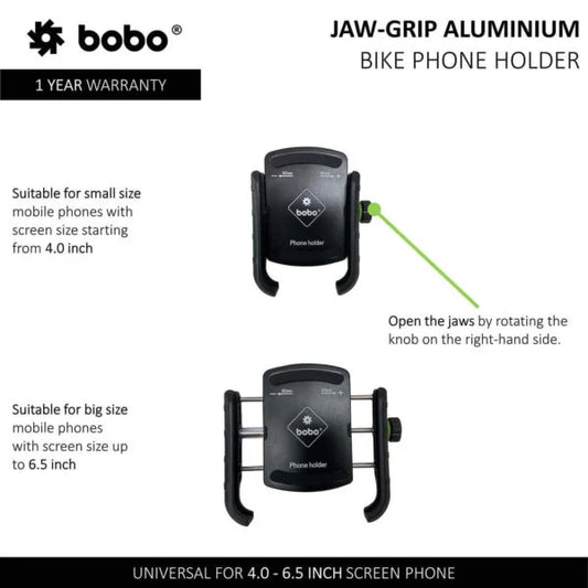 BOBO BM4 Jaw-Grip Bike & Cycle Phone Holder β Sturdy & Easy Mounting