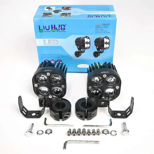 LIU HJG Original 4X4 Lens Cree and projector 40*40 each 80Watt Fog Light Dual Colour (White/Yellow) Auxiliary Light With Harness and Light Clamp For All Motorcycles/Scooters/Cars