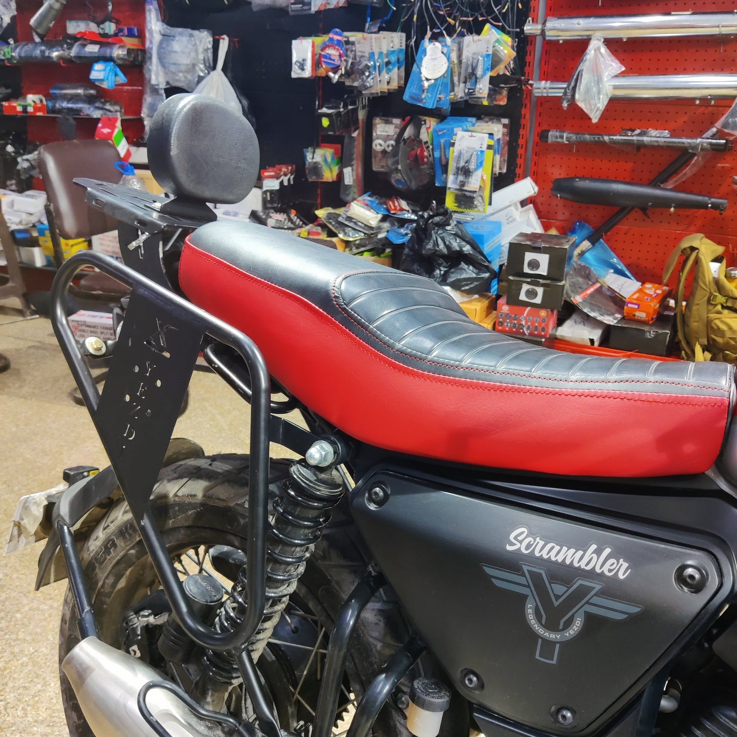 Premium Jerry Can Mount Saddle Stay for Yezdi Scrambler