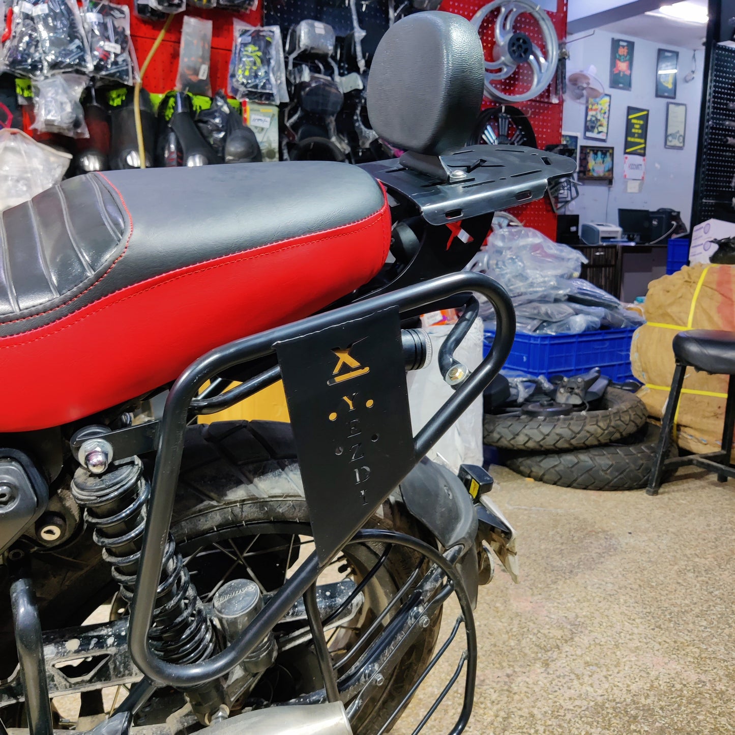 Premium Jerry Can Mount Saddle Stay for Yezdi Scrambler