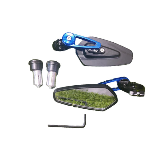Imported Universal Bar End  Mirrors  for Motorcycle & Scooters, Universal Rearview Mirror-Blue