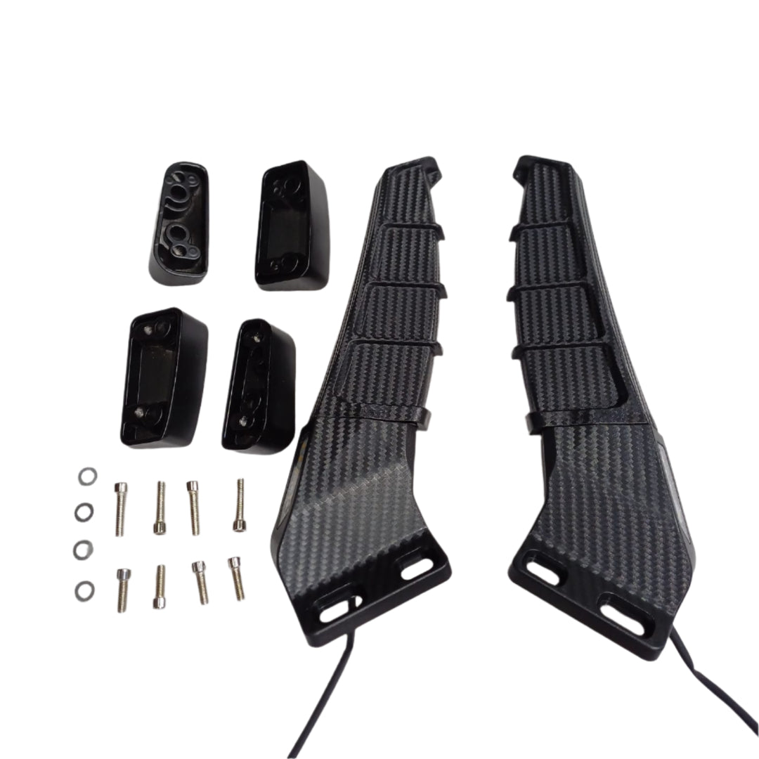 Universal Motorcycle Rear View Mirror | Motorbike CNC Wing With Light For All Sports Bike R15/MT15/Aerox -Carbon Dip