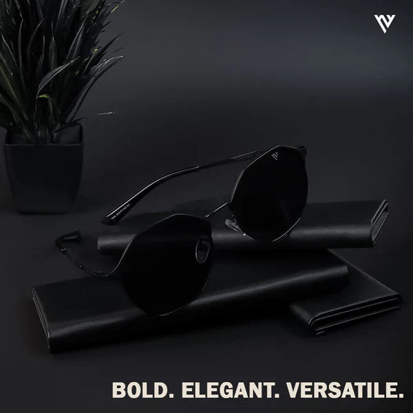 Black Polarized Geometric Sunglasses – Stylish & UV Protection | PMG4146