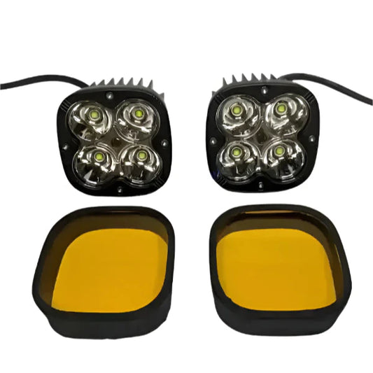 60 Watt HJG Original 4 LED CREE  Fog Light – Auxiliary Lights with Yellow Filter Cap for Motorcycles (2 Pcs)