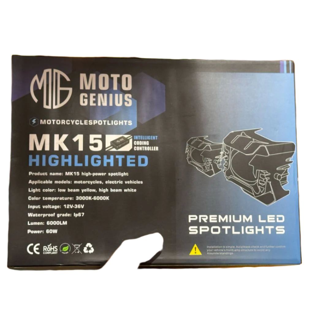Moto Genius MK-15 60W Single LED Fog Light for Motorcycles