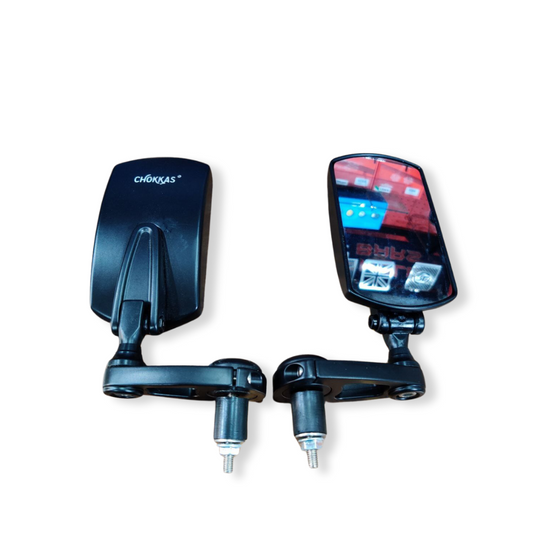 Chokkas CNC Rectangle Universal Bar End  Mirrors  for Motorcycle & Scooters, Universal Rearview Mirror-Foldable