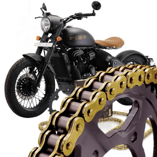 Jawa Perak Rollon Brass Chain & Sprocket | High-Performance Upgrade for Jawa Perak