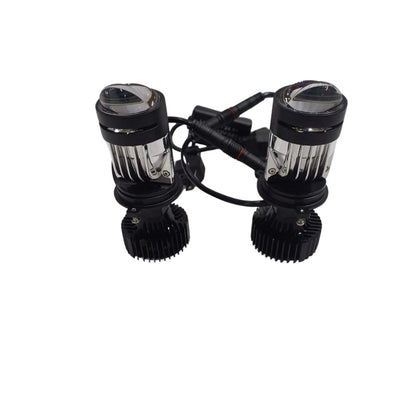 HJG Projector Lens H4 LED Bulb 60W HJG Y6 Projector Light Lamp H4 LED Mini Projector Lens with Fan for Bike Bulb 5500LM Conversion Kit Hi/Lo Beam Headlight 12V/24V for Motorcycle, Set of 1, White