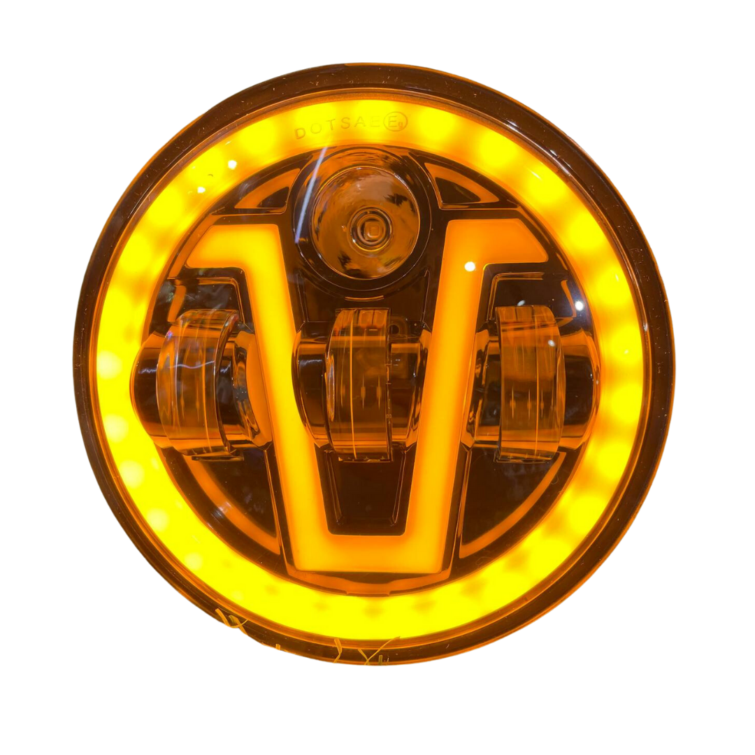 110 Watt V Shape Headlight for Jawa Bobber & Yezdi Roadster, Harley Davidson 750 Street, Harley Davidson 883  | Powerful Illumination | Stylish Design