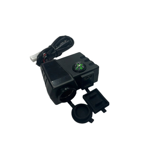 Cigarette Lighter & USB Charger with Compass – Universal for Motorcycles