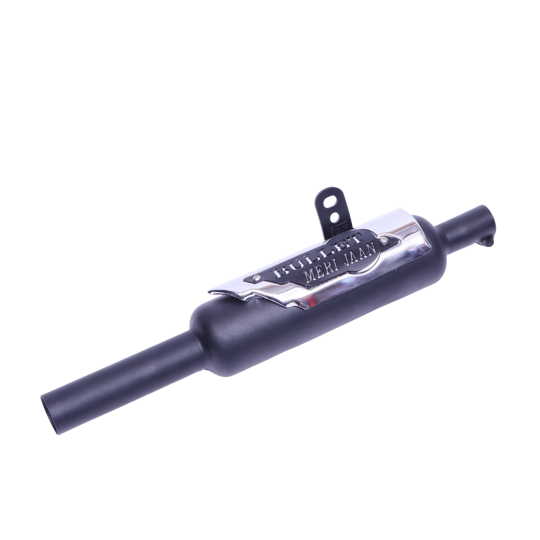 HK Indore Exhaust/Silencer for Royal Enfield Standard Reborn & Classic Reborn – Black, Durable Design (With Plate)