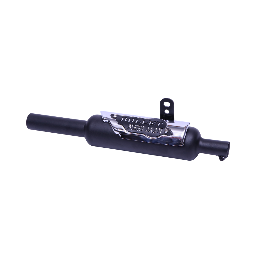 HK Indore Exhaust/Silencer for Royal Enfield Standard Reborn & Classic Reborn – Black, Durable Design (With Plate)
