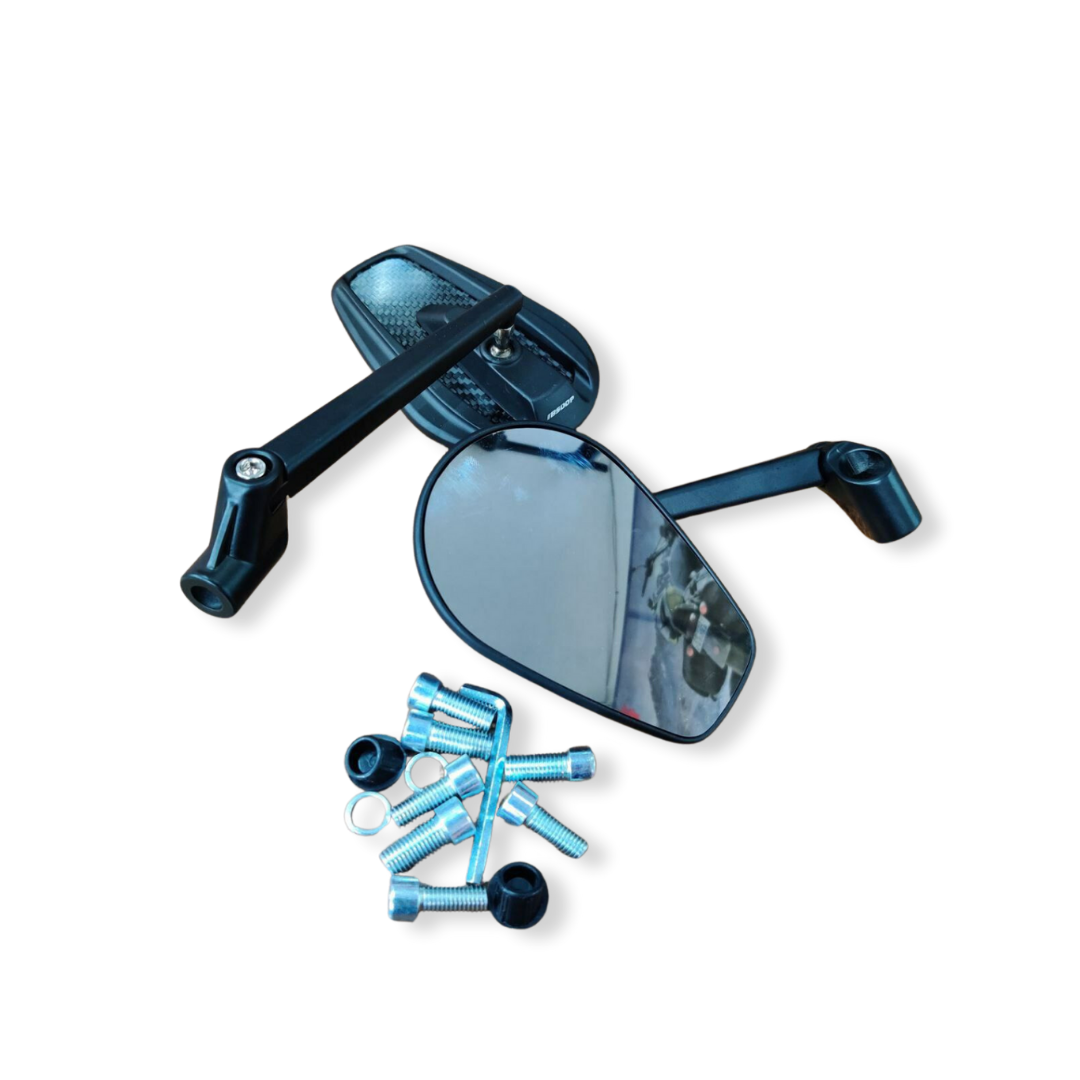 2004-406 Rectangle Black Handle Bike Mirror - Universal Fit