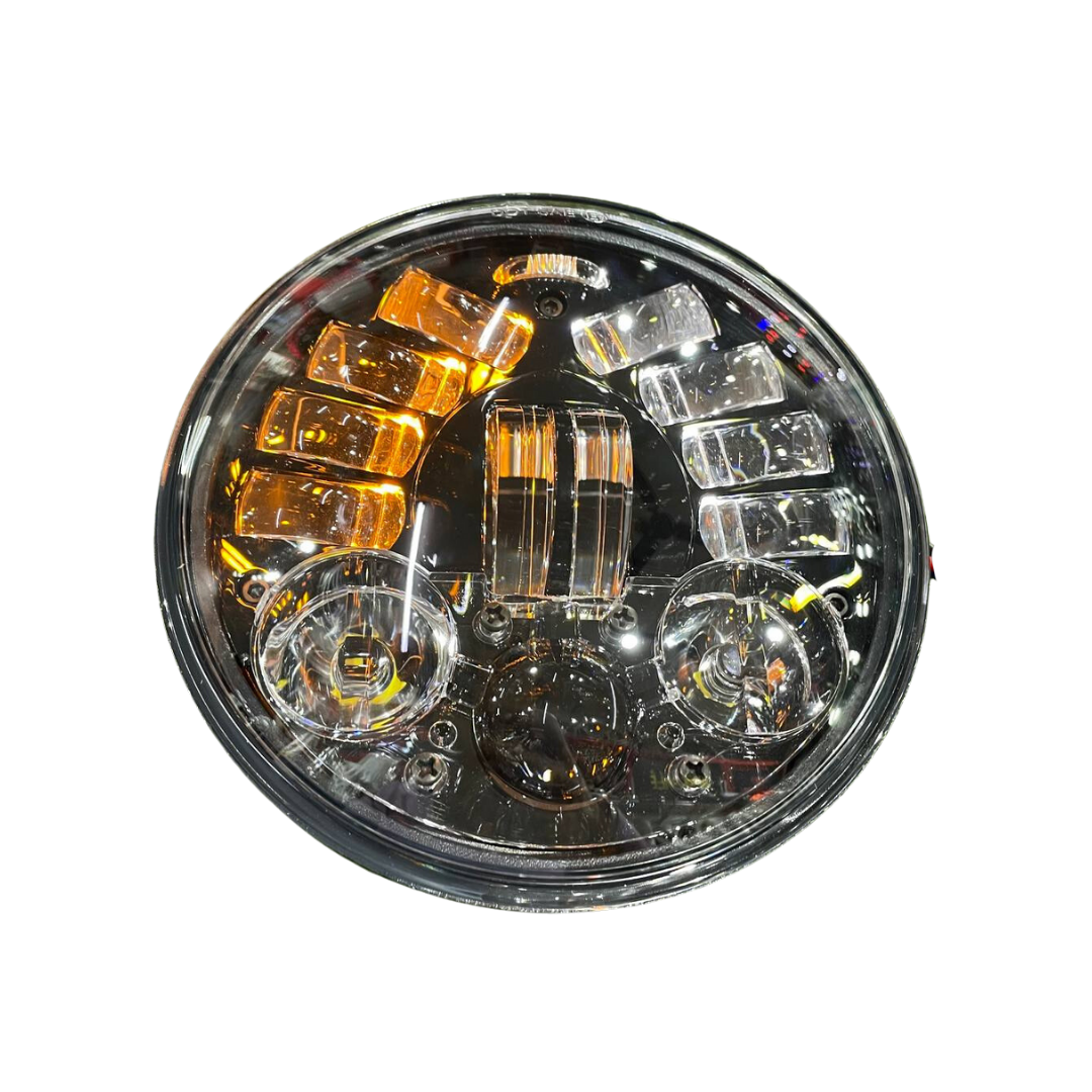 110 Watt Butterfly LED Headlight for Jawa 42 Bobber, Yezdi Roadster, Harley Davidson 750 Street, Harley Davidson 883  &  Bajaj Avenger | Bright Illumination | Stylish Design