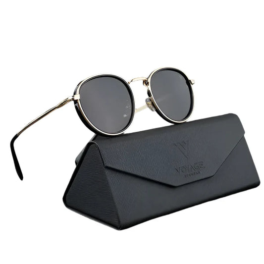 Captain Gold & Black Polarized Round Sunglasses – PMG3981