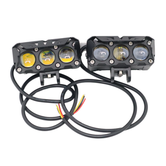 3-Projector 80W LED Fog Lights – Universal for Motorcycles – Pair