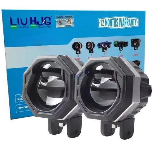 LIUHJG HJG HJG 125 Original Fog Light Hexagon HJG 125 Dual Lens 120W Foglight New Model with Power Adaptor Foglight Ultra Wide Dual Intensity LED Driving Fog Lights White/Yellow (2*60W = 120W Total) Universal For All Cars & Bikes