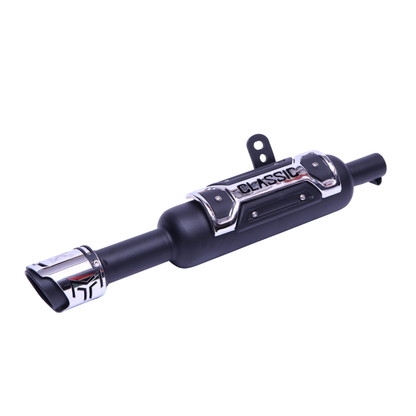 HK Indore Exhaust/Silencer for Royal Enfield Standard Reborn & Classic Reborn – Black, Durable Design (With Plate)