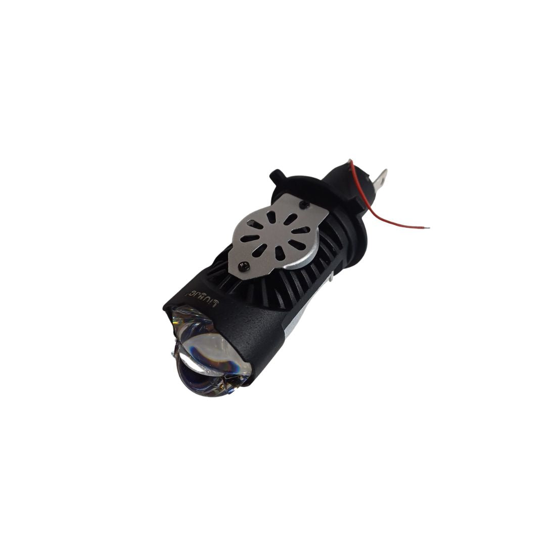 HJG Y6 Projector Lens H4 LED Bulb 50W – Hi/Lo Beam Projector Light Lamp with Fan for Motorcycle, 7000LM Conversion Kit (12V/24V)
