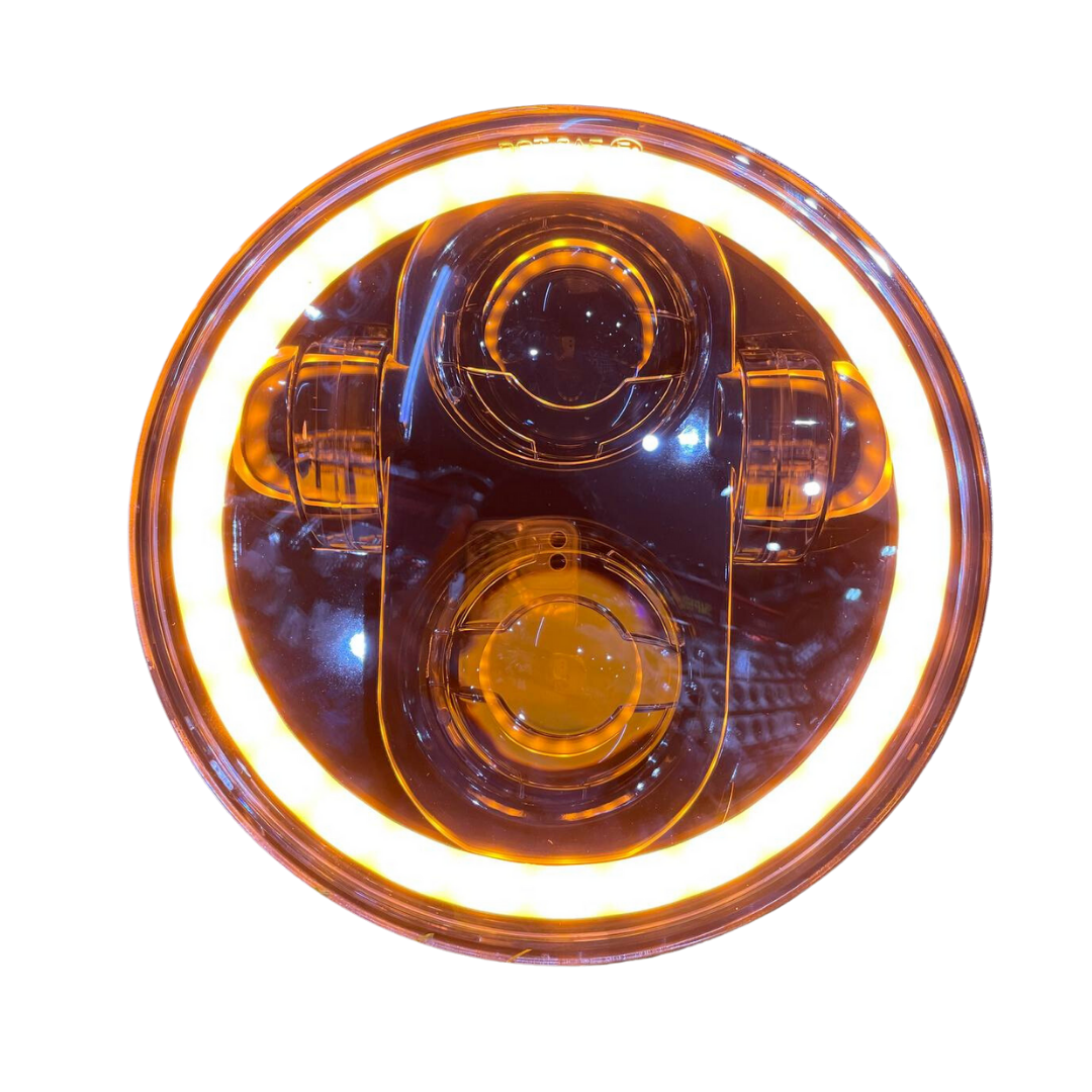 110 Watts 4 Projector  Full  DRL Ring Headlight for Jawa 42 Bobber & Yezdi Roadster, Harley Davidson 750 Street, Harley Davidson 883 & Bajaj Avenger