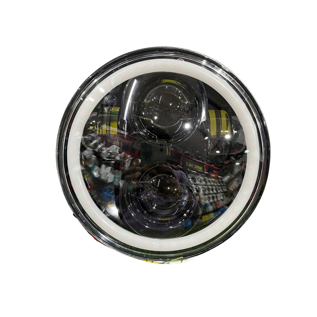 110 Watts 4 Projector  Full  DRL Ring Headlight for Jawa 42 Bobber & Yezdi Roadster, Harley Davidson 750 Street, Harley Davidson 883 & Bajaj Avenger