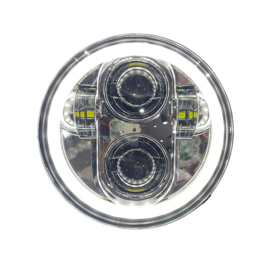 110 Watts 4 Projector  Full  DRL Ring Headlight for Jawa 42 Bobber & Yezdi Roadster, Harley Davidson 750 Street, Harley Davidson 883 & Bajaj Avenger