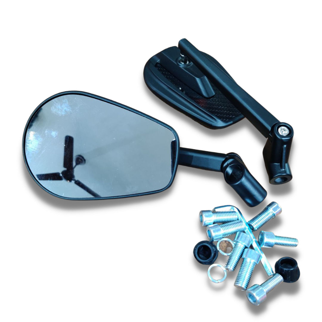 2004-406 Rectangle Black Handle Bike Mirror - Universal Fit