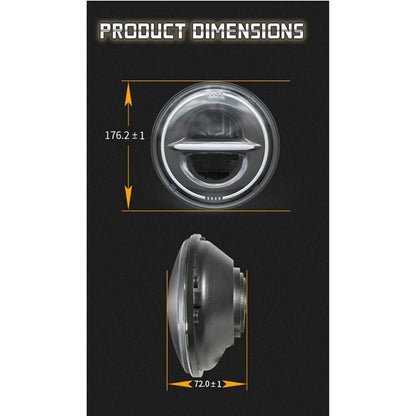 7" Inch Minus Headlight 150 Watt Full Ring - With 1 year warranty