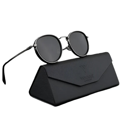 Captain Black & Silver Polarized Round Sunglasses – PMG3982