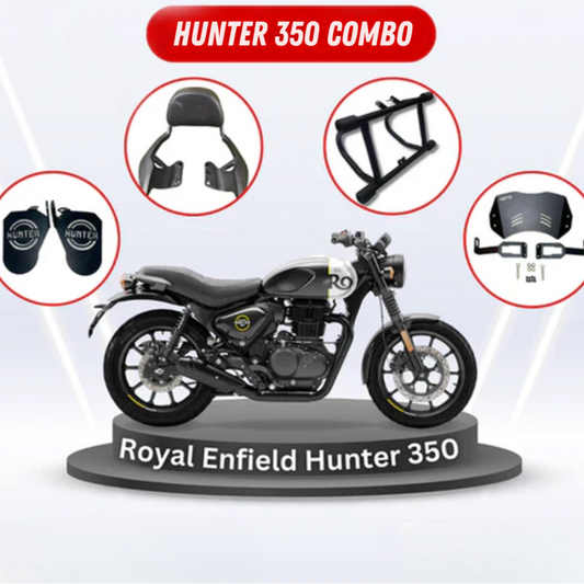 Royal Enfield Hunter 350 Footrest, Backrest, Crash Guard & Visor Combo